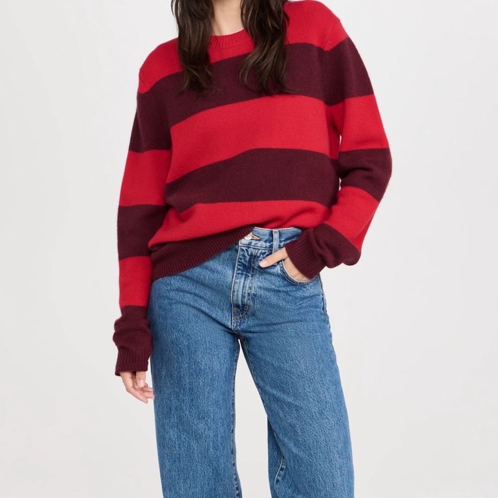 Guest in Residence Striped Crew Cashmere Sweater xxs